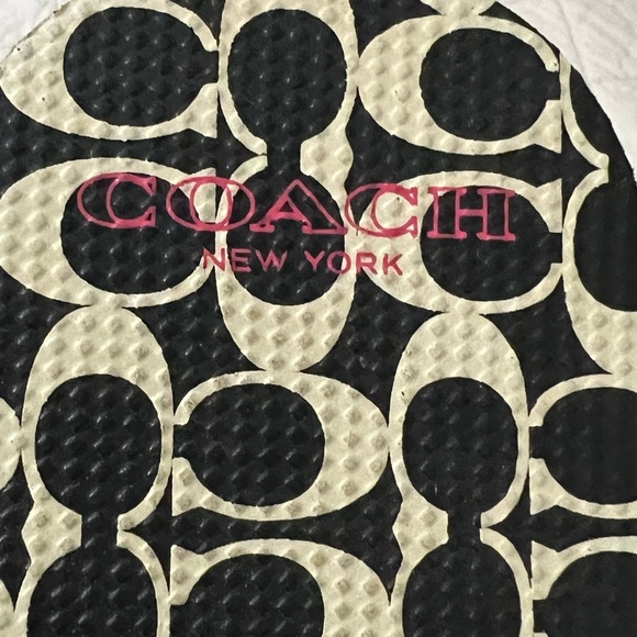 COACH signature flip flops sandals Sz 7-8 gold metal bow EUC - Picture 4 of 5